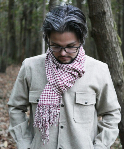 Echarpe pied de poule bordeaux